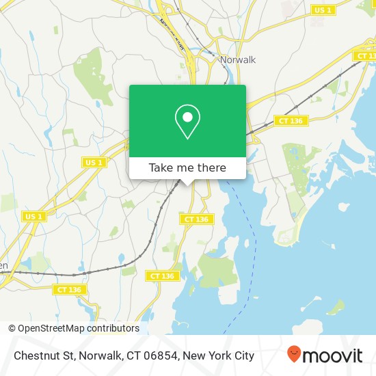 Mapa de Chestnut St, Norwalk, CT 06854