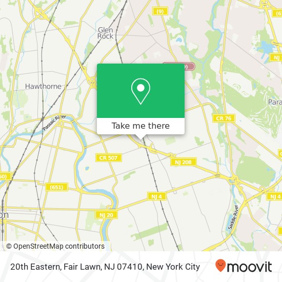 Mapa de 20th Eastern, Fair Lawn, NJ 07410