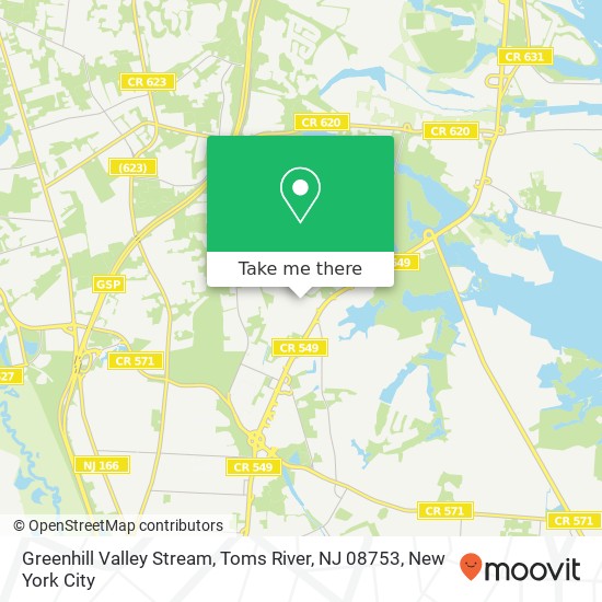 Mapa de Greenhill Valley Stream, Toms River, NJ 08753