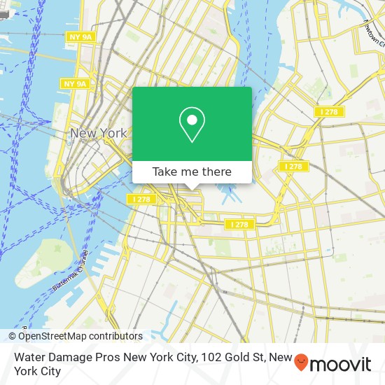 Water Damage Pros New York City, 102 Gold St map