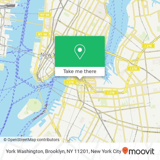 Mapa de York Washington, Brooklyn, NY 11201
