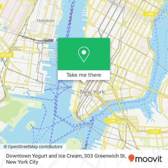 Mapa de Downtown Yogurt and Ice Cream, 303 Greenwich St