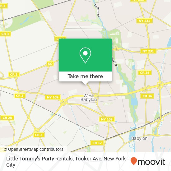 Little Tommy's Party Rentals, Tooker Ave map