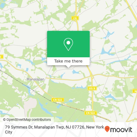 Mapa de 79 Symmes Dr, Manalapan Twp, NJ 07726