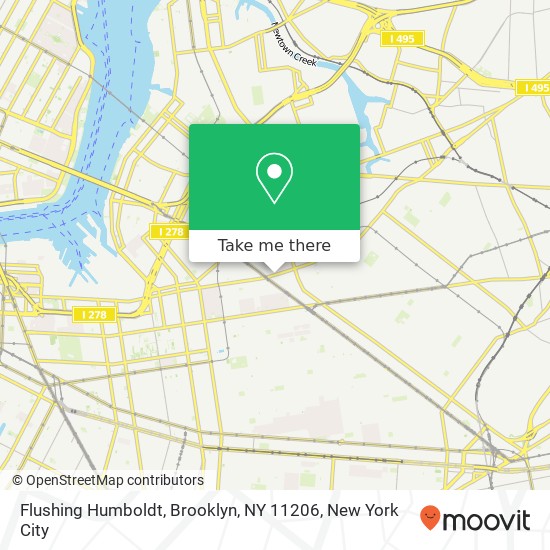 Mapa de Flushing Humboldt, Brooklyn, NY 11206