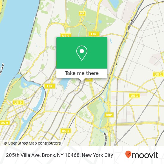 205th Villa Ave, Bronx, NY 10468 map