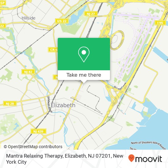 Mapa de Mantra Relaxing Therapy, Elizabeth, NJ 07201