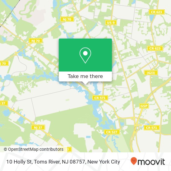 Mapa de 10 Holly St, Toms River, NJ 08757