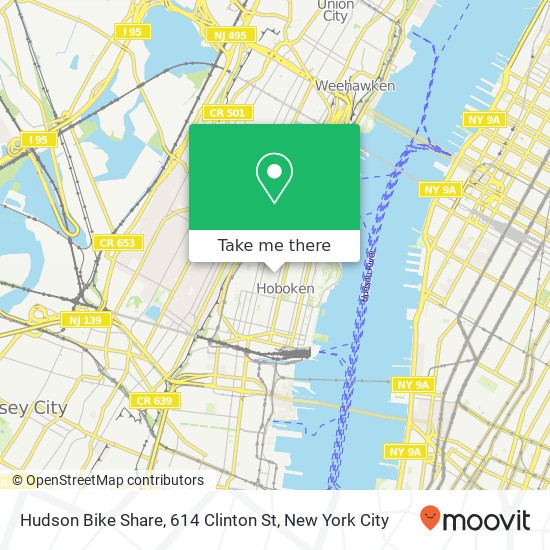 Mapa de Hudson Bike Share, 614 Clinton St