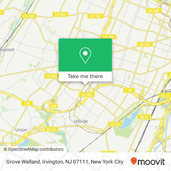 Mapa de Grove Welland, Irvington, NJ 07111