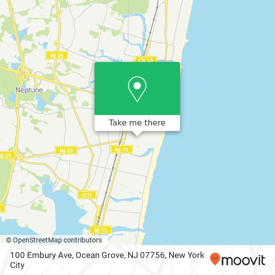 Mapa de 100 Embury Ave, Ocean Grove, NJ 07756