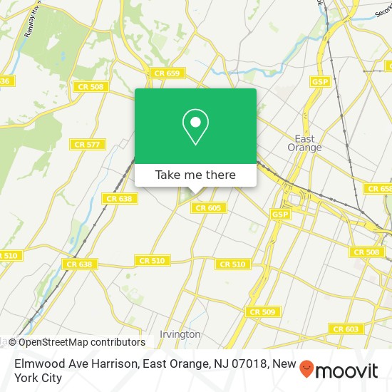 Mapa de Elmwood Ave Harrison, East Orange, NJ 07018