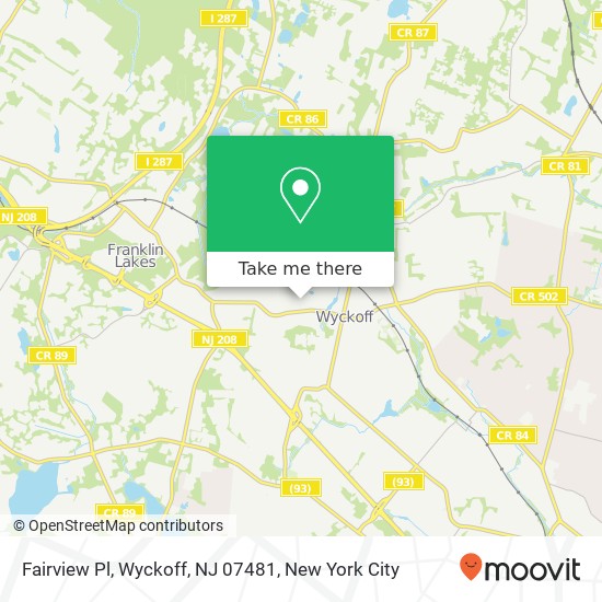 Mapa de Fairview Pl, Wyckoff, NJ 07481