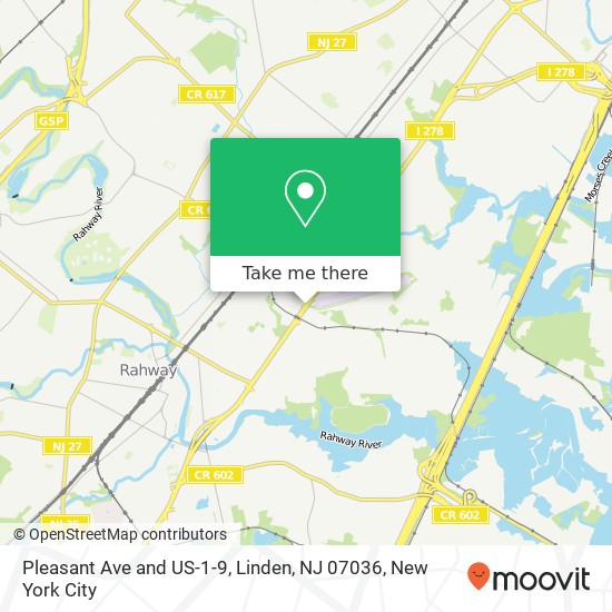 Mapa de Pleasant Ave and US-1-9, Linden, NJ 07036