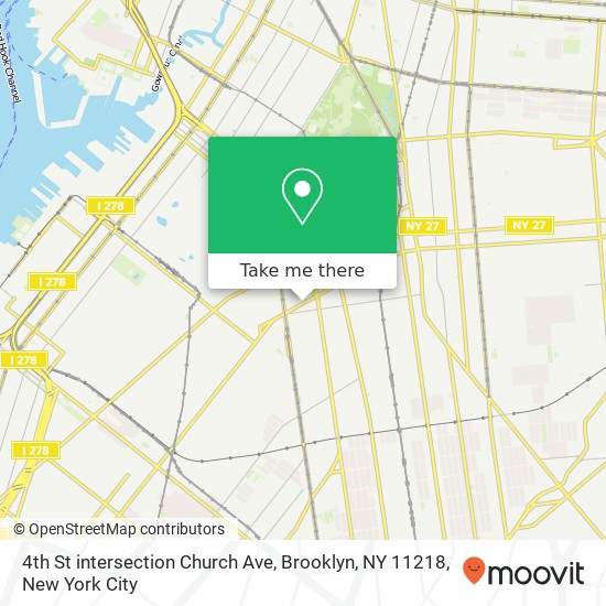 Mapa de 4th St intersection Church Ave, Brooklyn, NY 11218