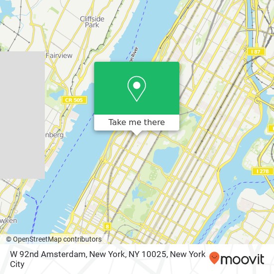 Mapa de W 92nd Amsterdam, New York, NY 10025