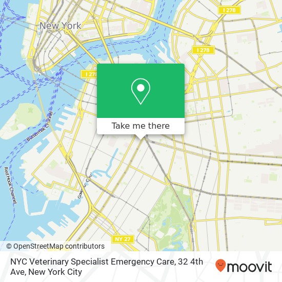 NYC Veterinary Specialist Emergency Care, 32 4th Ave map