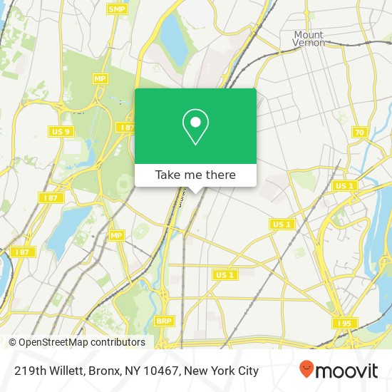Mapa de 219th Willett, Bronx, NY 10467