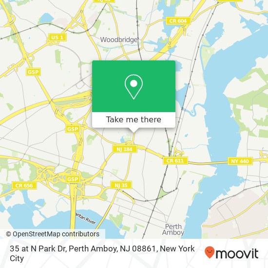 Mapa de 35 at N Park Dr, Perth Amboy, NJ 08861