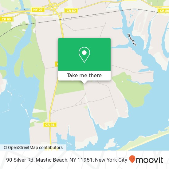 Mapa de 90 Silver Rd, Mastic Beach, NY 11951