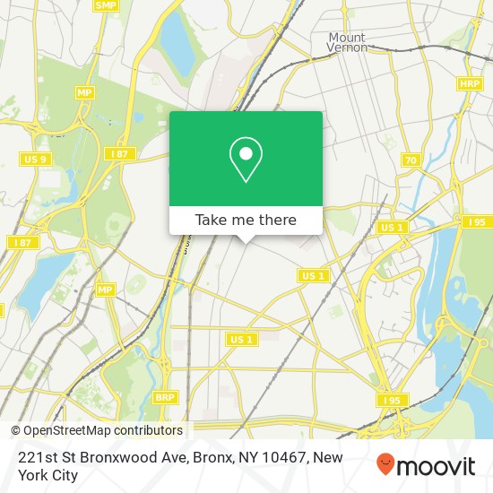 Mapa de 221st St Bronxwood Ave, Bronx, NY 10467