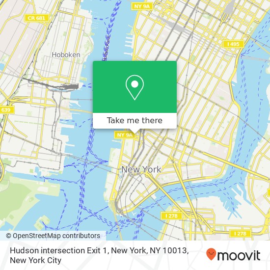 Mapa de Hudson intersection Exit 1, New York, NY 10013