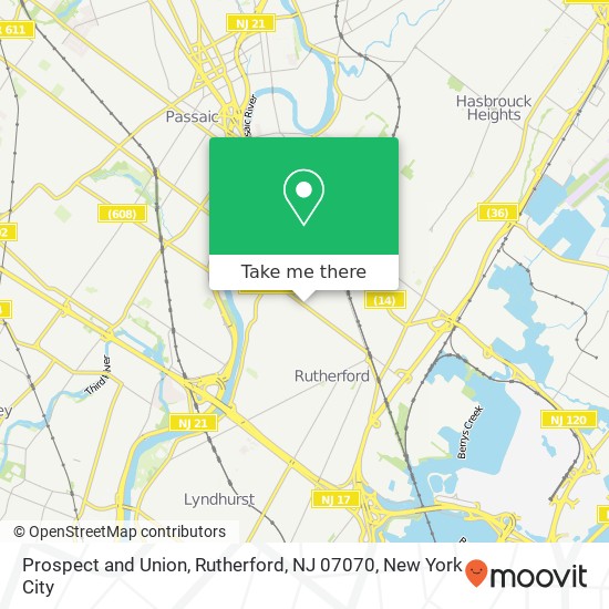 Mapa de Prospect and Union, Rutherford, NJ 07070