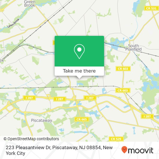 Mapa de 223 Pleasantview Dr, Piscataway, NJ 08854