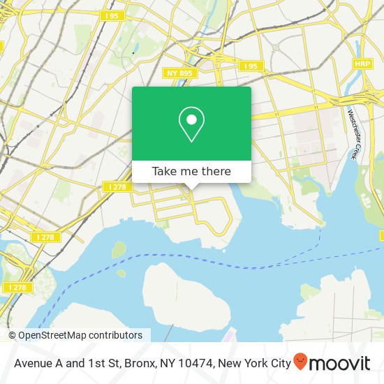 Mapa de Avenue A and 1st St, Bronx, NY 10474