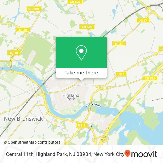 Mapa de Central 11th, Highland Park, NJ 08904