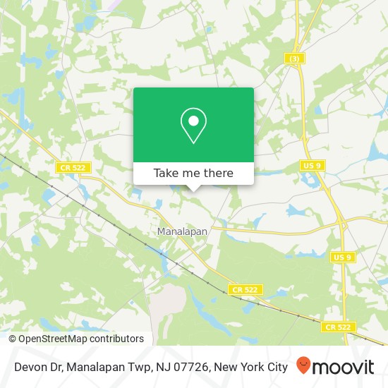 Mapa de Devon Dr, Manalapan Twp, NJ 07726