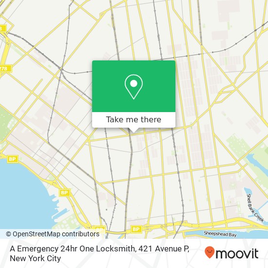 A Emergency 24hr One Locksmith, 421 Avenue P map