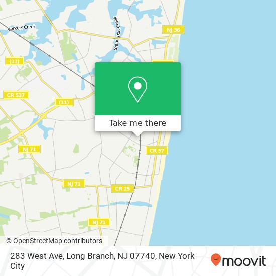 Mapa de 283 West Ave, Long Branch, NJ 07740