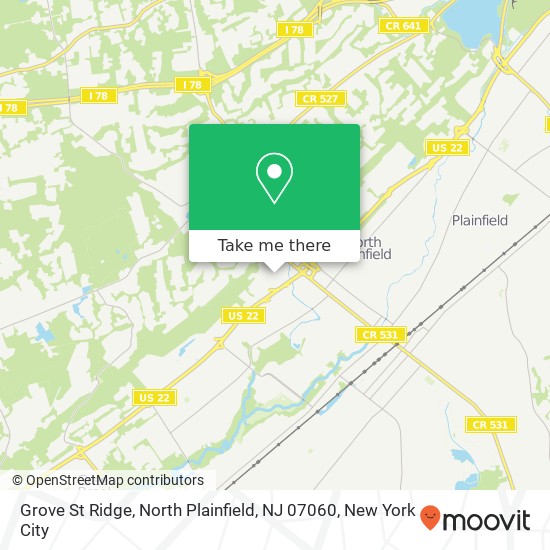 Mapa de Grove St Ridge, North Plainfield, NJ 07060