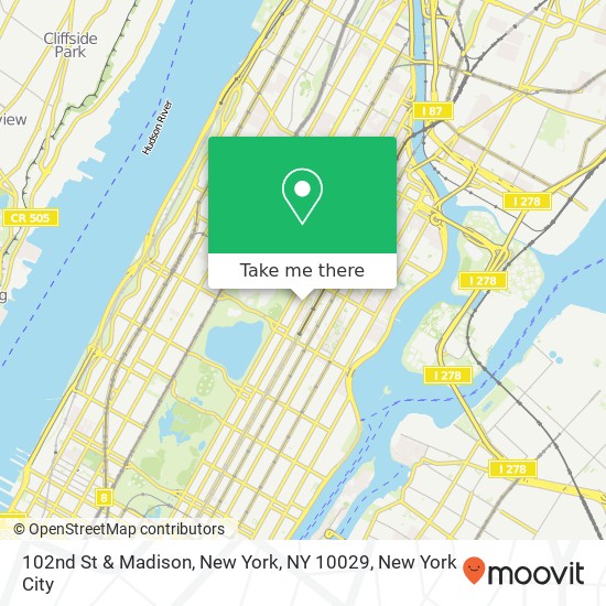 102nd St & Madison, New York, NY 10029 map