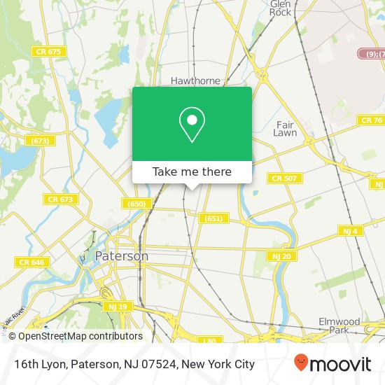 Mapa de 16th Lyon, Paterson, NJ 07524