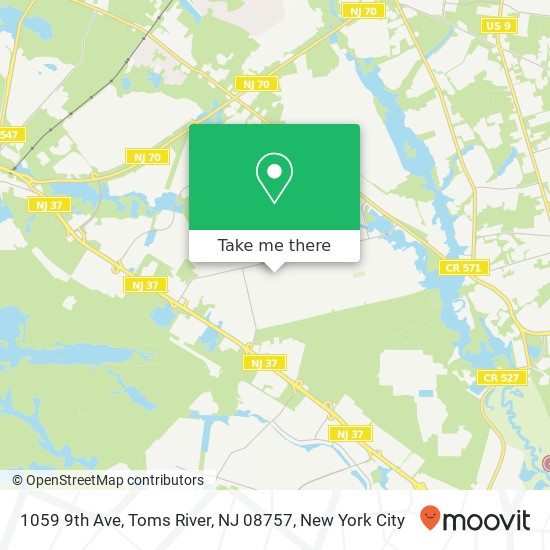 Mapa de 1059 9th Ave, Toms River, NJ 08757