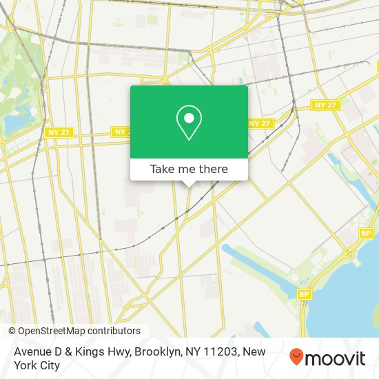Mapa de Avenue D & Kings Hwy, Brooklyn, NY 11203