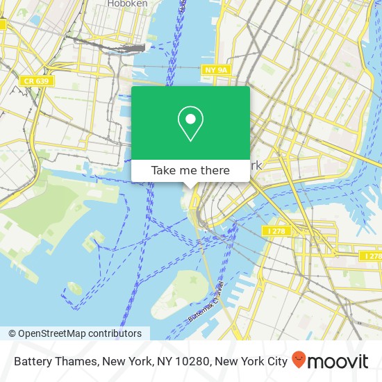 Battery Thames, New York, NY 10280 map