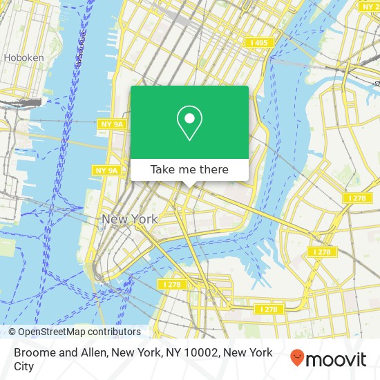 Mapa de Broome and Allen, New York, NY 10002