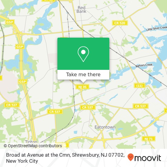Mapa de Broad at Avenue at the Cmn, Shrewsbury, NJ 07702