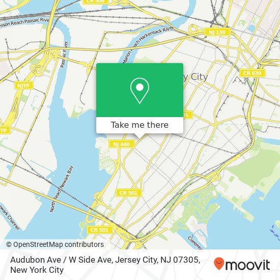Mapa de Audubon Ave / W Side Ave, Jersey City, NJ 07305