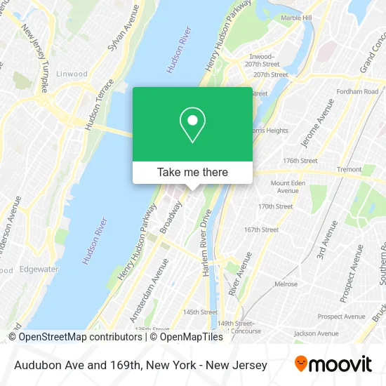 Audubon Ave and 169th map