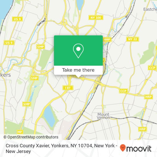 Mapa de Cross County Xavier, Yonkers, NY 10704