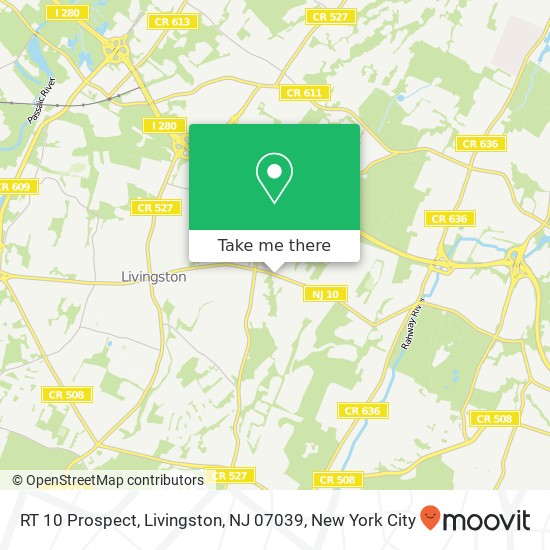 RT 10 Prospect, Livingston, NJ 07039 map