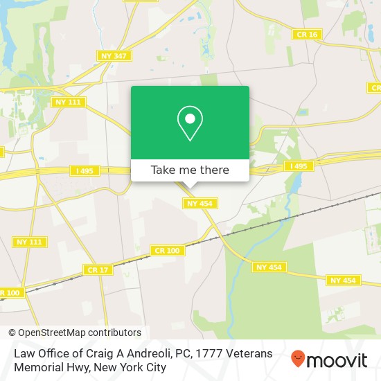 Mapa de Law Office of Craig A Andreoli, PC, 1777 Veterans Memorial Hwy