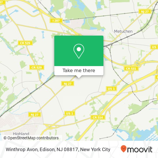Mapa de Winthrop Avon, Edison, NJ 08817