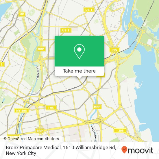 Mapa de Bronx Primacare Medical, 1610 Williamsbridge Rd