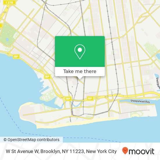 Mapa de W St Avenue W, Brooklyn, NY 11223