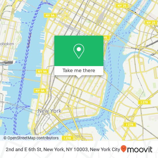 Mapa de 2nd and E 6th St, New York, NY 10003